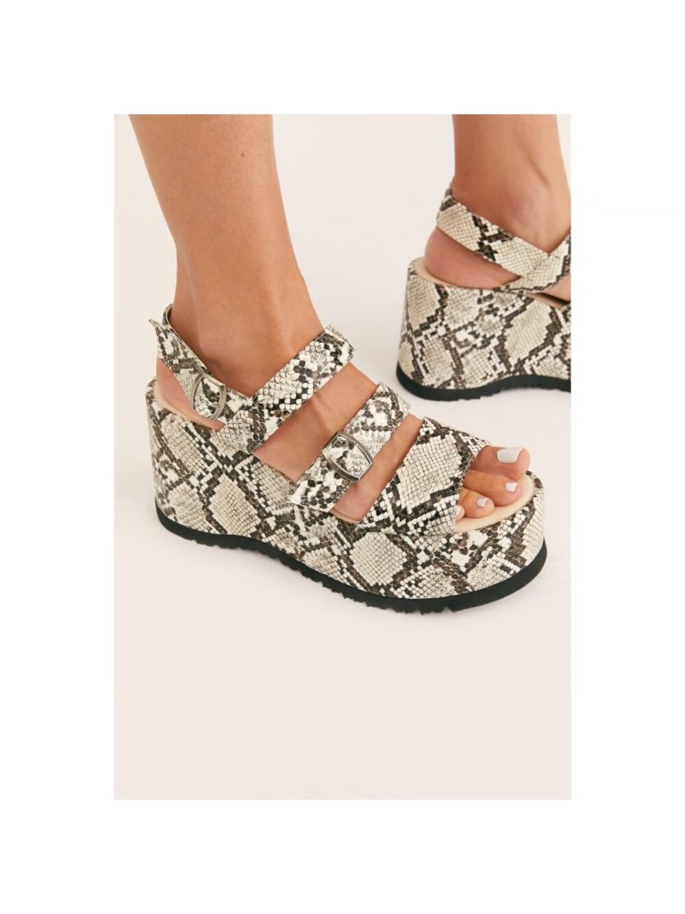 New Free People Platform Sandals Womens Size 36 Snake Print Festival Trendy Boho